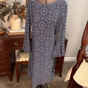 Tommy Hilfiger Navy Mandala Long Sleeve Dress